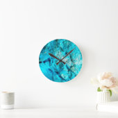 ターコイズモダンマーブルストーン ラウンド壁時計 (ホーム)
