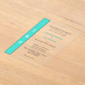 ターコイズモダンモノグラム新郎新婦 アクリル招待状 (レイダウン)