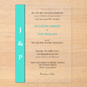 ターコイズモダンモノグラム新郎新婦 アクリル招待状 (正面)