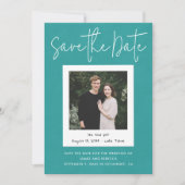 ターコイズモダン婚約写真の保存日付 招待状 (正面)