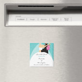 ターコイズモダン新郎新婦Date Magnetを保存 マグネット (インサイチュ (食洗機))