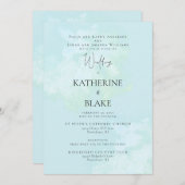 ターコイズモダン結婚ズ両父母2会場 招待状 (正面/裏面)