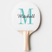 ターコイズモノグラムと名前パーソナライズされた 卓球ラケット (正面)
