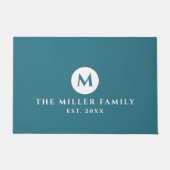 ターコイズモノグラムのファミリ名の形式 ドアマット (正面)