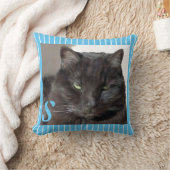 ターコイズモノグラムキャットフォト クッション (ブランケット)