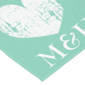 ターコイズモノグラムハートテーブル結婚ランナー ショートテーブルランナー (コーナー)