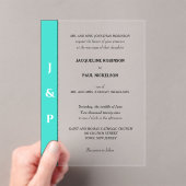 ターコイズモノグラム新郎新婦澄ん アクリル招待状 (インサイチュ (ポータブル))