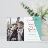 ターコイズモノグラム 💍 現代的幾何学的なエレガンス セーブザデート (スタンド正面)