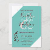 ターコイズモノグラム 💍 現代的幾何学的なエレガンス 招待状 (正面)