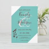 ターコイズモノグラム 💍 現代的幾何学的なエレガンス 招待状 (スタンド正面)