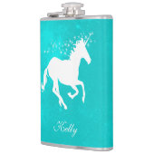 ターコイズユニコーンパーソナライズされたフラスコ フラスク (左)
