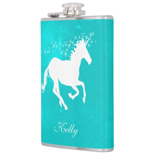 ターコイズユニコーンパーソナライズされたフラスコ フラスク (左)