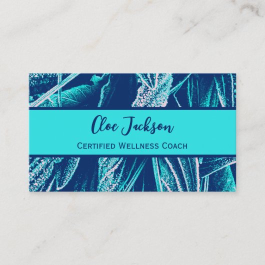 ターコイズユニークティール（緑がかった色）自然ライフウェルネスコーチ 名刺 (正面)