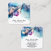 *~*ターコイズユミー抽象芸術AP29ティール（緑がかった色）金ゴールドギルド スクエア名刺 (正面/裏面)