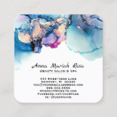 *~*ターコイズユミー抽象芸術AP29ティール（緑がかった色）金ゴールドギルド スクエア名刺 (裏面)