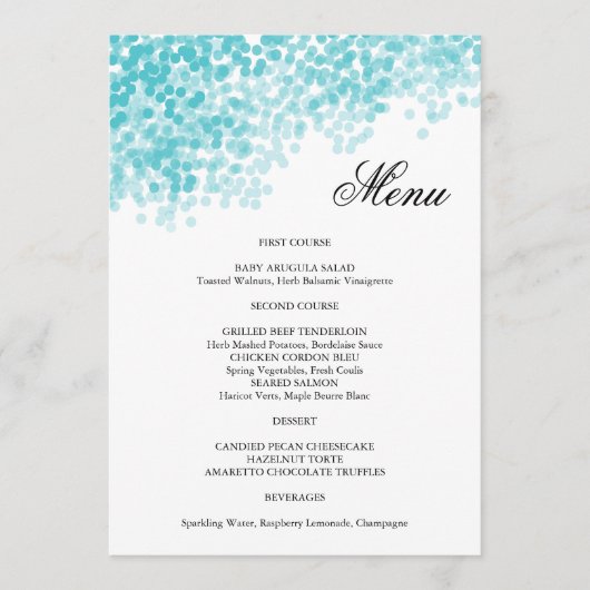 ターコイズライトシャワーメニューカード メニュー (正面)