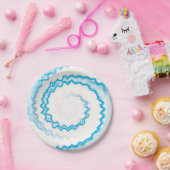 ターコイズライトブルー白スワール絞り染めパーティー ペーパープレート (パーティー)