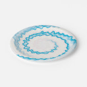 ターコイズライトブルー白スワール絞り染めパーティー ペーパープレート (アングル)