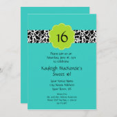 ターコイズライムブラックスイート16招待状 招待状 (正面/裏面)