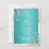 ターコイズラインストーンオンティール（緑がかった色）リハーサルディナー 招待状 (裏面)