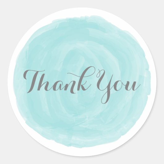 ターコイズラウンドウォーター色ありがとうシール ラウンドシール (正面)