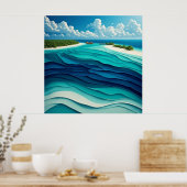ターコイズラグーンアブストラクト 🌊 ポスター (キッチン)