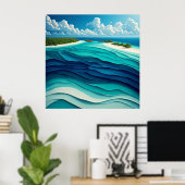 ターコイズラグーンアブストラクト 🌊 ポスター (ホームオフィス)
