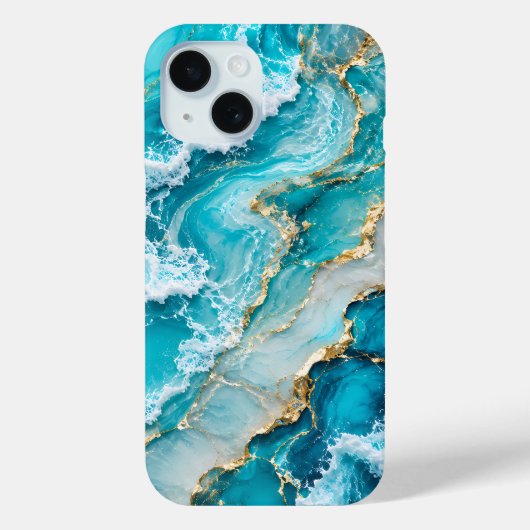 ターコイズラグーンウェーブアブストラクト Case-Mate iPhoneケース (裏面)