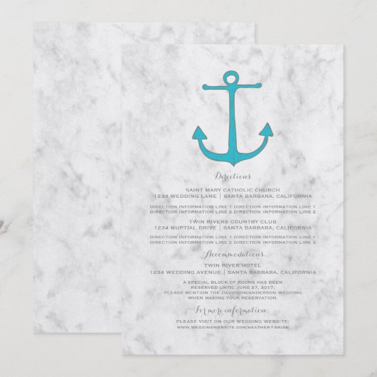ターコイズラスティックアンカー結婚式情報 招待状 (正面/裏面)