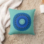 ターコイズラブザマンダラブルーススクエアピロー クッション (ブランケット)