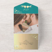 ターコイズラブバードウェディング オールインワン招待状 (外側)