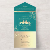 ターコイズラブバードウェディング オールインワン招待状 (内側)