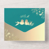 ターコイズラブバードウェディング オールインワン招待状 (裏面)