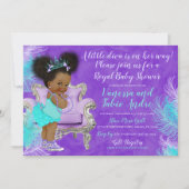 ターコイズラベンダーウォーターカラーベビーシャワー 招待状 (正面)