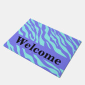 ターコイズラベンダーゼブラスキンパターンウェルカム ドアマット (アングル)