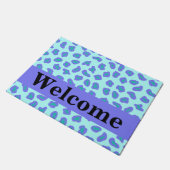 ターコイズラベンダーパープルヒョウ皮ウェルカム ドアマット (アングル)
