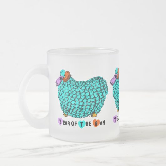 ターコイズラム中国の年〔占星術の〕十二宮図すりガラスM フロストグラスマグカップ (左)