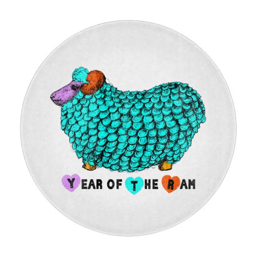 ターコイズラム中国の年〔占星術の〕十二宮図切削ボード カッティングボード (正面)