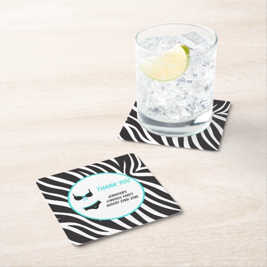 ターコイズランジェリーパーティーありがとう スクエアペーパーコースター (インサイチュ)