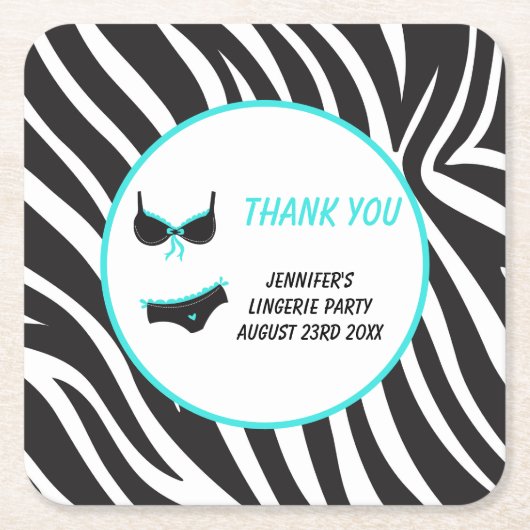 ターコイズランジェリーパーティーありがとう スクエアペーパーコースター (正面)