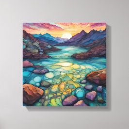 ターコイズランドスケープ(アルコールインク詳細) キャンバスプリント