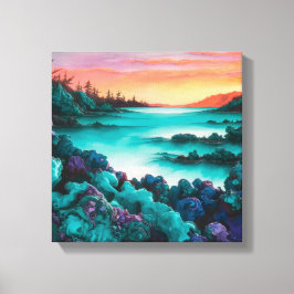 ターコイズランドスケープ(アルコールインク詳細) キャンバスプリント
