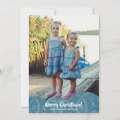 ターコイズリネンFiligree写真クリスマス シーズンカード (正面)