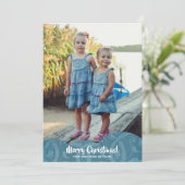 ターコイズリネンFiligree写真クリスマス シーズンカード (スタンド正面)