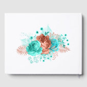 ターコイズリビングコーラル素朴フローラ結婚ズ ゲストブック (裏面)