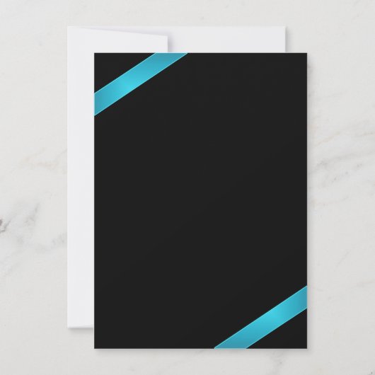 ターコイズリボン結婚式の日付を保存2 セーブザデート (裏面)