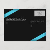 ターコイズリボン結婚式の日付を保存4 案内ポストカード (裏面)