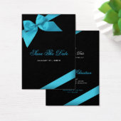 ターコイズリボン結婚式の日付を保存MiniCard (デスク)