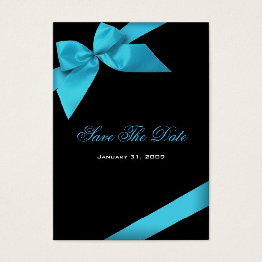 ターコイズリボン結婚式の日付を保存MiniCard (正面)
