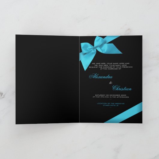 ターコイズリボン結婚式招待状のお知らせ 招待状 (内部)